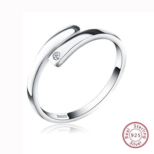 Effie Queen New Arrived Trendy Lover's Ring Genuine 925 Silver Adjustable Finger Rings For Women And Men BR22