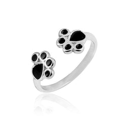 Lovely Cat Ear Paw Print Open Design Band Ring Cute Adjustable Cat Finger Ring Nonallergic Jewelry Gift For Women Girls