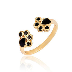 Lovely Cat Ear Paw Print Open Design Band Ring Cute Adjustable Cat Finger Ring Nonallergic Jewelry Gift For Women Girls