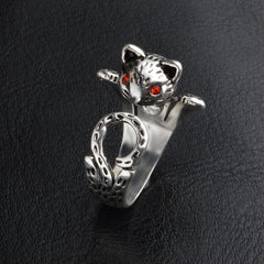 Lovely Cat Ear Paw Print Open Design Band Ring Cute Adjustable Cat Finger Ring Nonallergic Jewelry Gift For Women Girls