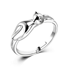 Lovely Cat Ear Paw Print Open Design Band Ring Cute Adjustable Cat Finger Ring Nonallergic Jewelry Gift For Women Girls