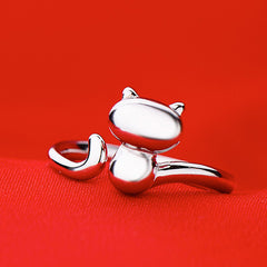 Lovely Cat Ear Paw Print Open Design Band Ring Cute Adjustable Cat Finger Ring Nonallergic Jewelry Gift For Women Girls