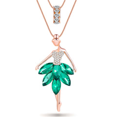 Bonsny Statement Maxi Alloy Enamel Dance BALLET Girl Fairy Angel  Necklace Chain Pendant 2017 Fashion New Enamel Jewelry Women