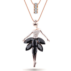 Bonsny Statement Maxi Alloy Enamel Dance BALLET Girl Fairy Angel  Necklace Chain Pendant 2017 Fashion New Enamel Jewelry Women