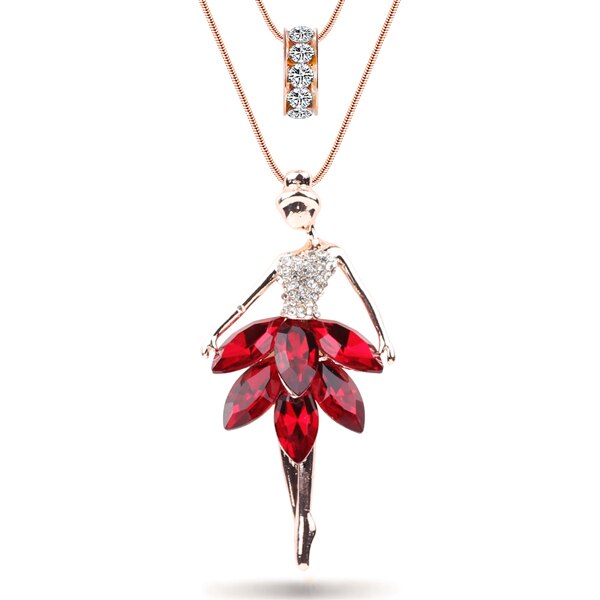 Bonsny Statement Maxi Alloy Enamel Dance BALLET Girl Fairy Angel  Necklace Chain Pendant 2017 Fashion New Enamel Jewelry Women