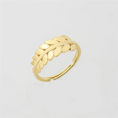 V Attract Fashion Leaf Statement Wedding Rings for Women Boho Jewelry Rose Gold Anel Bijoux Femme  copper  Ring