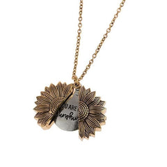 Sunflower Open Locket Sweater Chain Necklace Fashion You are my Sunshine Pendant Necklace Gift Jewelry for Women Girls