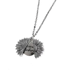 Sunflower Open Locket Sweater Chain Necklace Fashion You are my Sunshine Pendant Necklace Gift Jewelry for Women Girls