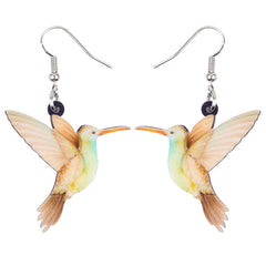 Bonsny Acrylic Flying Voilet Sabrewing Hummingbird Bird Earrings Big Long Dangle Drop Fashion Animal Jewelry For Women Girls Kid