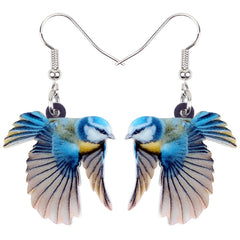 Bonsny Acrylic Flying Voilet Sabrewing Hummingbird Bird Earrings Big Long Dangle Drop Fashion Animal Jewelry For Women Girls Kid