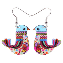 Bonsny Acrylic Flying Voilet Sabrewing Hummingbird Bird Earrings Big Long Dangle Drop Fashion Animal Jewelry For Women Girls Kid