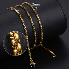 Width 2mm Round Box Chain Necklaces For Women Men Gold Stainless Steel Necklace Never Fade Wholesale Jewelry KN385