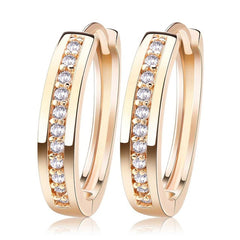 ORSA JEWELS New Trendy Champagne Gold-Color&Silver Color Cubic Zirconia Simple Item Female Earrings Hoop Jewelry for Women OME34