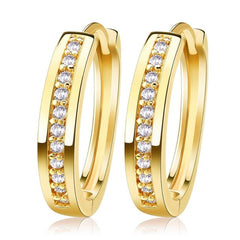 ORSA JEWELS New Trendy Champagne Gold-Color&Silver Color Cubic Zirconia Simple Item Female Earrings Hoop Jewelry for Women OME34