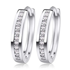 ORSA JEWELS New Trendy Champagne Gold-Color&Silver Color Cubic Zirconia Simple Item Female Earrings Hoop Jewelry for Women OME34