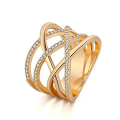 Effie Queen Cocktail Party Finger Ring Trendy Rose Gold / Silver Color Cubic Zircon Rings Jewelry for Women Wedding Gift DR85