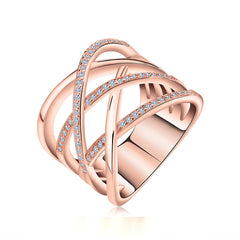 Effie Queen Cocktail Party Finger Ring Trendy Rose Gold / Silver Color Cubic Zircon Rings Jewelry for Women Wedding Gift DR85