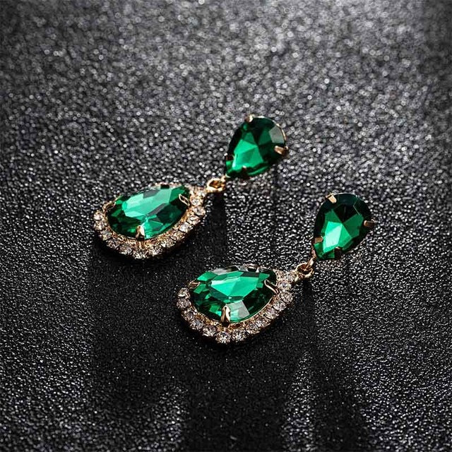 Luxurious Big Rhinestone Earrings Charm Black Zircon Water Drop 6 Colors Crystal Earrings Women Jewelry Gift Wedding Dress
