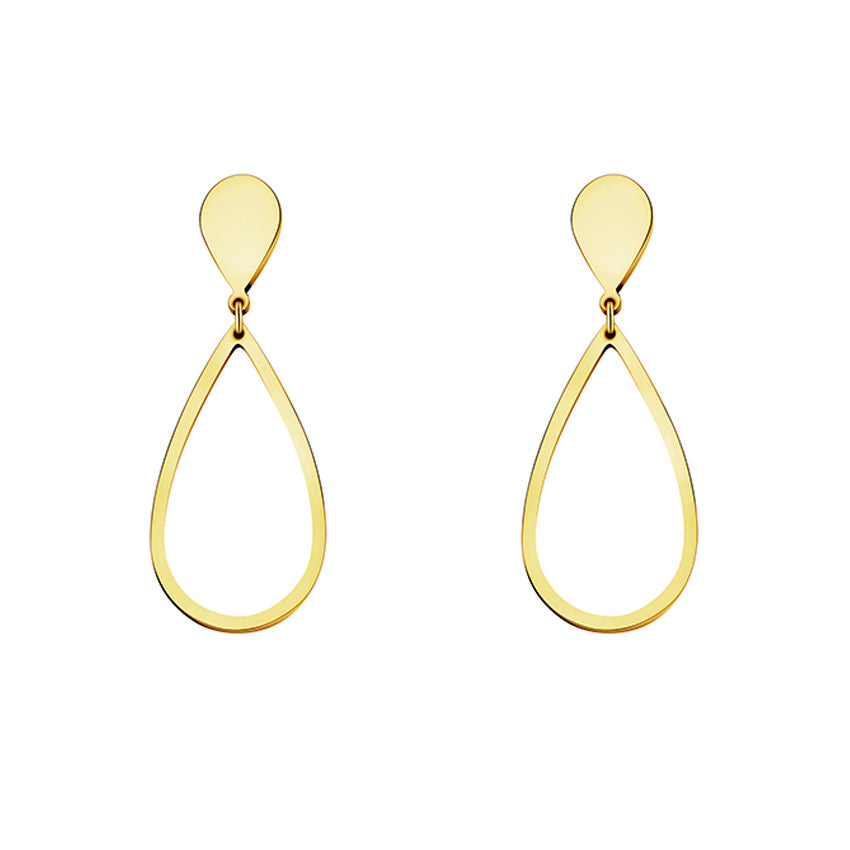 Boucle D'oreille Femme 2017 Stainless Steel Big Hoop Charm Waterdrop Teardrop Drop Earrings Bohemian Gold Color Bijoux Mom Gifts