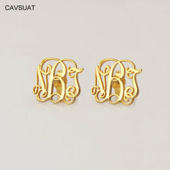 CAVSUAT Delicate Custom Initials Monogram Earring Stainless Steel Personalized Name Jewelry Women Bridesmaid 3 Letters Brincos