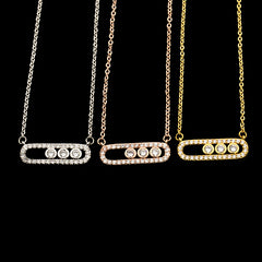 Arab Style Crystal Bead Pendant Necklace For Women Dainty Wedding Jewelry Stainless Steel Rose Gold 3 Dot On Oval Necklace Colar