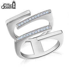 Effie Queen Romantic Engagement Rings For Women Pave AAA Cubic Zirconia Rose Gold Silver Color Wedding Band Jewelry Gift HOR127