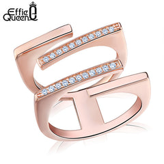 Effie Queen Romantic Engagement Rings For Women Pave AAA Cubic Zirconia Rose Gold Silver Color Wedding Band Jewelry Gift HOR127
