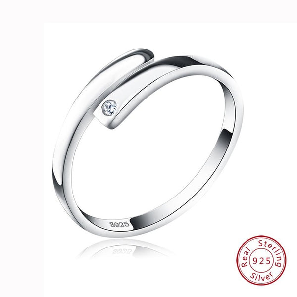 Effie Queen New Arrived Trendy Lover's Ring Genuine 925 Silver Adjustable Finger Rings For Women And Men BR22