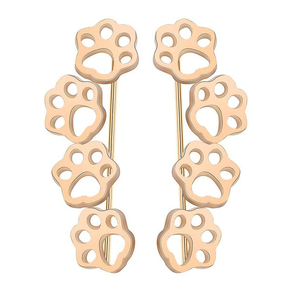 Todorova Cute Paw Trail Cat and Dog Footprints Stud Earrings for Women Ear Climbers Ear Crawlers Earrings Female Jewelry