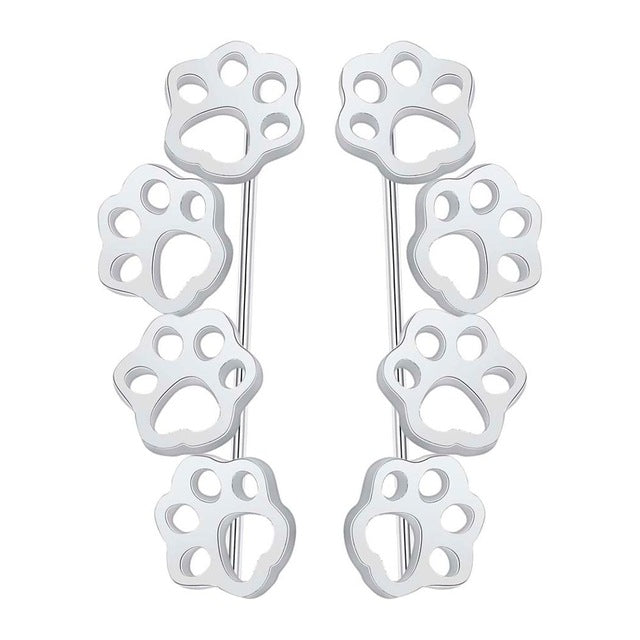 Todorova Cute Paw Trail Cat and Dog Footprints Stud Earrings for Women Ear Climbers Ear Crawlers Earrings Female Jewelry