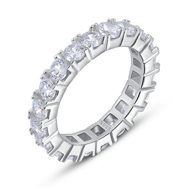 ORSA JEWELS Luxury Austrian Crystal Finger Eternity Ring with Purple or Clear AAA Cubic Zirconia Silver Color Ring Jewelry OR31