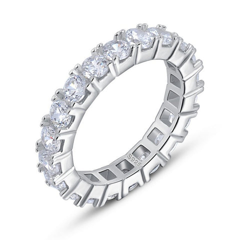 ORSA JEWELS Luxury Austrian Crystal Finger Eternity Ring with Purple or Clear AAA Cubic Zirconia Silver Color Ring Jewelry OR31