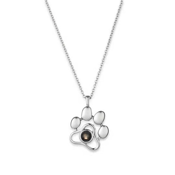 New Cute Cat Dog Paw Projection Pendant I Love You 100 Language Necklace Footprints Choker Chain Pet Animal Memory Jewelry