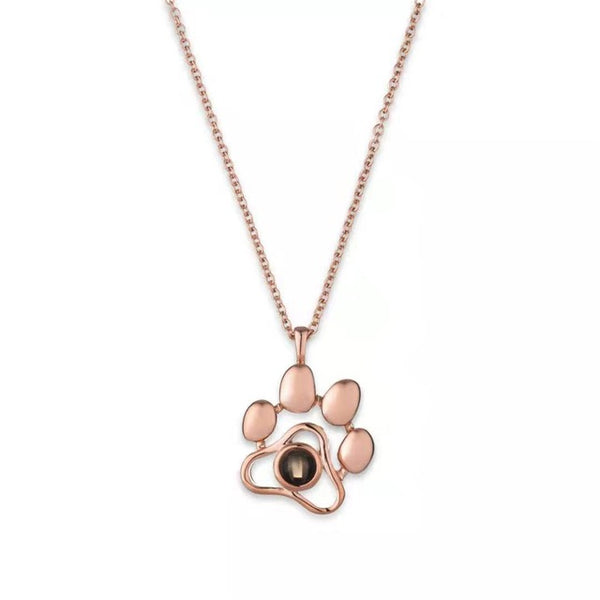 New Cute Cat Dog Paw Projection Pendant I Love You 100 Language Necklace Footprints Choker Chain Pet Animal Memory Jewelry
