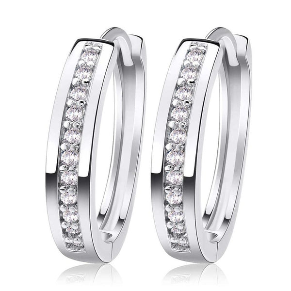 ORSA JEWELS New Trendy Champagne Gold-Color&Silver Color Cubic Zirconia Simple Item Female Earrings Hoop Jewelry for Women OME34