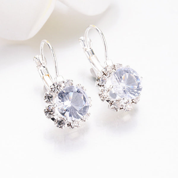 Fashion Temperamental Rhinestone Jewelry Earring Big Gem Stone Earrings Color Zircon Crystal Vintage For Women Bridal Wedding