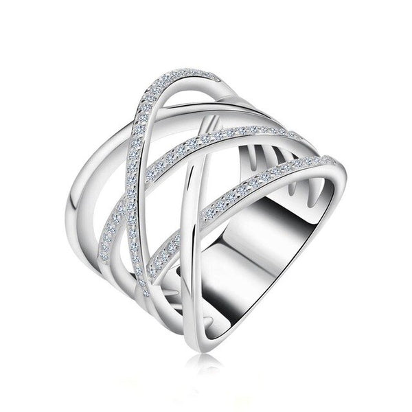 Effie Queen Cocktail Party Finger Ring Trendy Rose Gold / Silver Color Cubic Zircon Rings Jewelry for Women Wedding Gift DR85