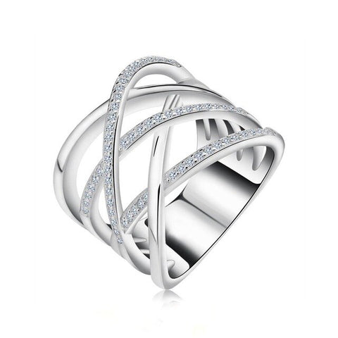 Effie Queen Cocktail Party Finger Ring Trendy Rose Gold / Silver Color Cubic Zircon Rings Jewelry for Women Wedding Gift DR85