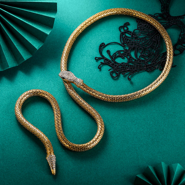 Aesthetic Snake Necklace Choker Women чокер Collier Femme Statement Crystal Iced Out Chain Jewelry Prom Gold Gothic браслет Kpop