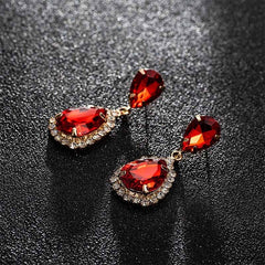 Luxurious Big Rhinestone Earrings Charm Black Zircon Water Drop 6 Colors Crystal Earrings Women Jewelry Gift Wedding Dress