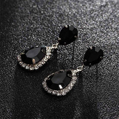 Luxurious Big Rhinestone Earrings Charm Black Zircon Water Drop 6 Colors Crystal Earrings Women Jewelry Gift Wedding Dress