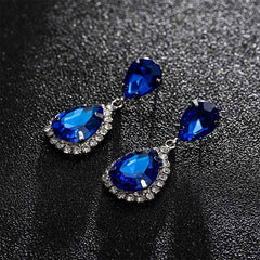 Luxurious Big Rhinestone Earrings Charm Black Zircon Water Drop 6 Colors Crystal Earrings Women Jewelry Gift Wedding Dress