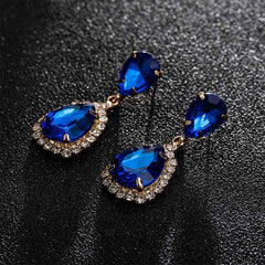 Luxurious Big Rhinestone Earrings Charm Black Zircon Water Drop 6 Colors Crystal Earrings Women Jewelry Gift Wedding Dress