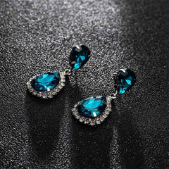 Luxurious Big Rhinestone Earrings Charm Black Zircon Water Drop 6 Colors Crystal Earrings Women Jewelry Gift Wedding Dress