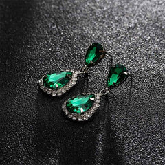 Luxurious Big Rhinestone Earrings Charm Black Zircon Water Drop 6 Colors Crystal Earrings Women Jewelry Gift Wedding Dress