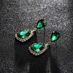 Luxurious Big Rhinestone Earrings Charm Black Zircon Water Drop 6 Colors Crystal Earrings Women Jewelry Gift Wedding Dress