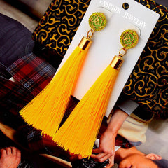 Retro Bohemian Long Tassel Drop Earring Silk Dangle Earrings Hollow Flower Jewelry Crystal Rose Women Wedding 2020 Fashion