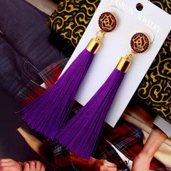 Retro Bohemian Long Tassel Drop Earring Silk Dangle Earrings Hollow Flower Jewelry Crystal Rose Women Wedding 2020 Fashion