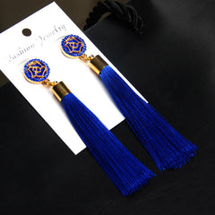 Retro Bohemian Long Tassel Drop Earring Silk Dangle Earrings Hollow Flower Jewelry Crystal Rose Women Wedding 2020 Fashion