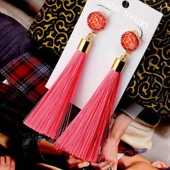 Retro Bohemian Long Tassel Drop Earring Silk Dangle Earrings Hollow Flower Jewelry Crystal Rose Women Wedding 2020 Fashion